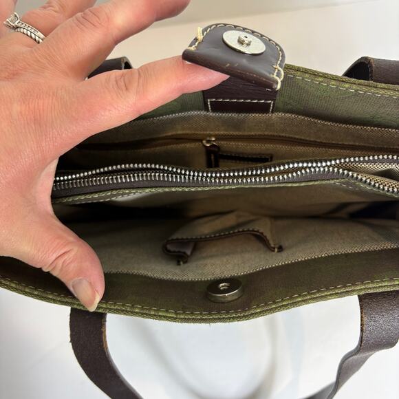 Dooney & Bourke - East/West Donegal Crest Tote Handbag  - Green/Brown - Picture 3 of 9